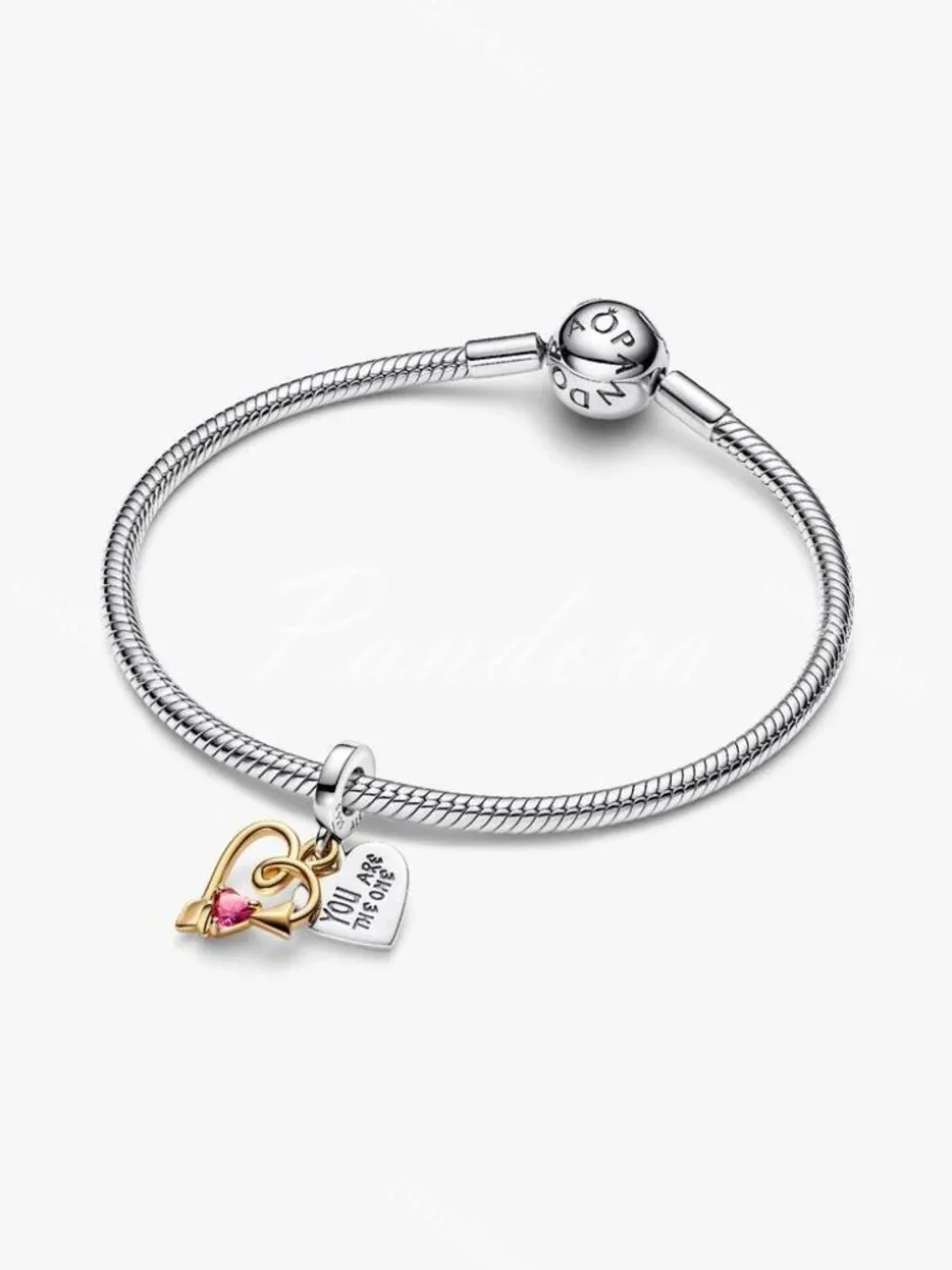 Pandora Engravable Heart & Arrow Double Dangle Charm